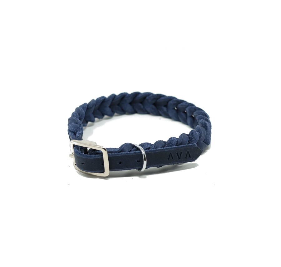 Halsband "Fully Braided" blau, Halsumfang 39cm-42cm